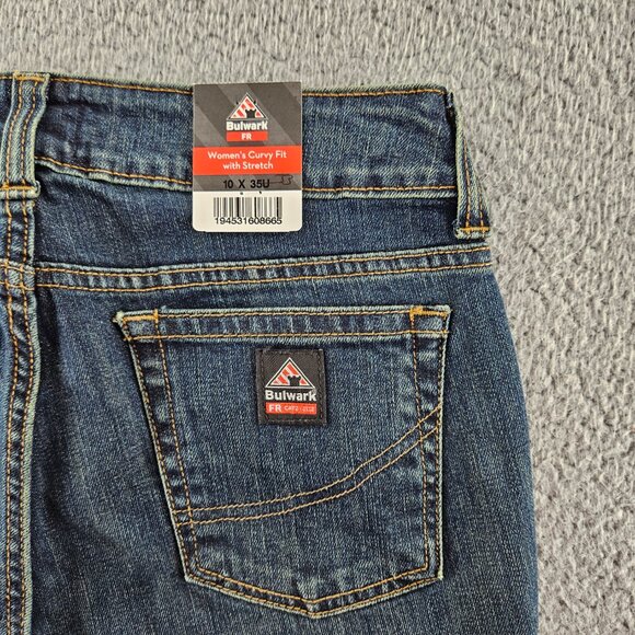 Bulwark FR Jeans Women 10 33x33 Blue High Rise Straight Flame Resistant Curvy - Picture 15 of 16